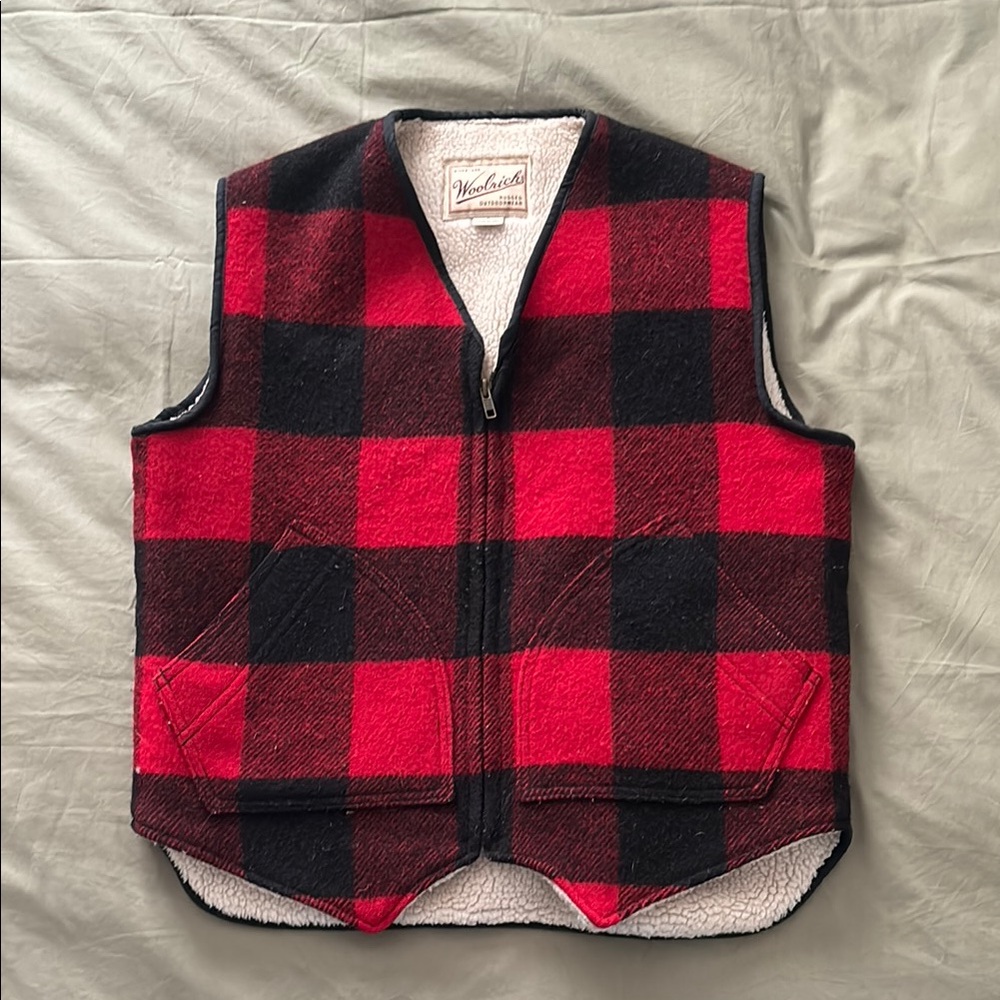 Woolrich Red and Black Plaid Vest